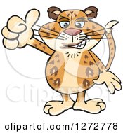 Clipart Of A Happy Leopard Big Cat Giving A Thumb Up Royalty Free Vector Illustration