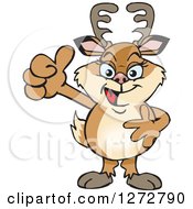 Clipart Of A Happy Doe Deer Giving A Thumb Up Royalty Free Vector Illustration