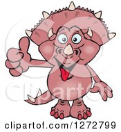 Poster, Art Print Of Happy Pink Triceratops Dinosaur Giving A Thumb Up
