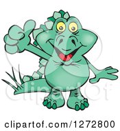 Poster, Art Print Of Happy Green Stegosaur Dinosaur Giving A Thumb Up