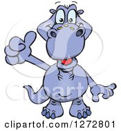 Clipart Of A Happy Purple Apatosaurus Dinosaur Giving A Thumb Up Royalty Free Vector Illustration