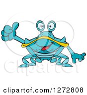 Poster, Art Print Of Happy Blue And Yellow Crab Giving A Thumb Up