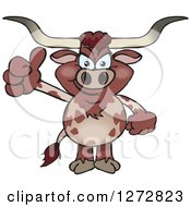 Clipart Of A Happy Longhorn Bull Giving A Thumb Up Royalty Free Vector Illustration