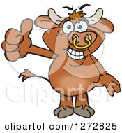 Poster, Art Print Of Happy Brown Bull Giving A Thumb Up