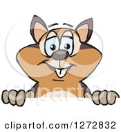 Clipart Of A Happy Chipmunk Peeking Over A Sign Royalty Free Vector Illustration by Dennis Holmes Designs