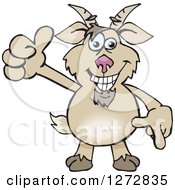 Clipart Of A Happy Brown Goat Giving A Thumb Up Royalty Free Vector Illustration by Dennis Holmes Designs
