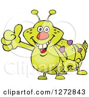 Clipart Of A Happy Green Caterpillar Giving A Thumb Up Royalty Free Vector Illustration by Dennis Holmes Designs