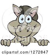 Clipart Of A Happy Donkey Peeking Over A Sign Royalty Free Vector Illustration by Dennis Holmes Designs
