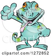 Clipart Of A Happy Chameleon Lizard Giving A Thumb Up Royalty Free Vector Illustration