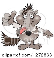 Clipart Of An Anteater Holding A Thumb Up Royalty Free Vector Illustration by Dennis Holmes Designs