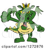 Clipart Of A Green Dragon Giving A Thumb Up Royalty Free Vector Illustration