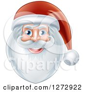 Poster, Art Print Of Jolly Christmas Santa Face With A Beard And Hat