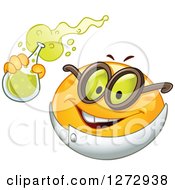Poster, Art Print Of Scientist Smiley Emoticon Holding Up A Flask