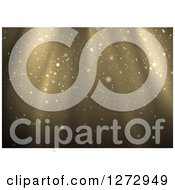 Clipart Of A Background Of Golden Light Shining Down With Specks Of Dust Royalty Free Vector Illustration by dero