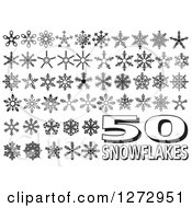 Poster, Art Print Of Black And White Snowflakes On White