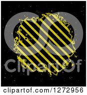 Clipart Of A Grungy Hazard Stripes Splatter On Black Royalty Free Illustration
