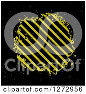 Poster, Art Print Of Grungy Hazard Stripes Splatter On Black