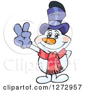 Poster, Art Print Of Happy Mrs Snowman Gesturing Peace