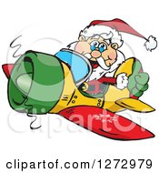 Poster, Art Print Of Happy Santa Giving A Thumb Up And Flying A Christmas Plane