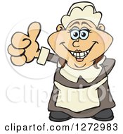 Poster, Art Print Of Happy Female Thanksgiving Pilgrim Giving A Thumb Up