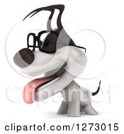 Clipart Of A 3d Bespectacled Jack Russell Terrier Dog Panting And Facing Left Royalty Free Illustration