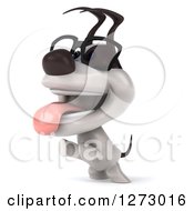 Clipart Of A 3d Bespectacled Jack Russell Terrier Dog Jumping Panting And Facing Left Royalty Free Illustration