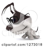 Clipart Of A 3d Bespectacled Jack Russell Terrier Dog Walking To The Left Royalty Free Illustration