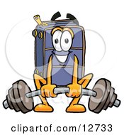 Poster, Art Print Of Suitcase Cartoon Character Lifting A Heavy Barbell