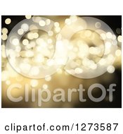 Clipart Of A Golden Christmas Background With Glittery Bokeh Lights Royalty Free Illustration