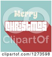 Retro Merry Christmas Greeting Over Blue And Red