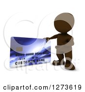 Poster, Art Print Of 3d Brown Man Presenting A Giant Credit Card