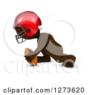 Poster, Art Print Of 3d Brown Man In A Red Helmet Playing Football