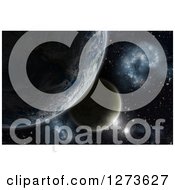 Clipart Of A 3d Planet Earth And Nebula Background Royalty Free Illustration
