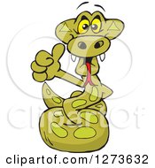 Clipart Of A Happy Python Snake Giving A Thumb Up Royalty Free Vector Illustration