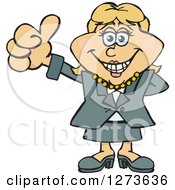 Poster, Art Print Of Happy Blond White Business Woman Giving A Thumb Up
