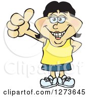 Clipart Of A Happy Casual Asian Woman Giving A Thumb Up Royalty Free Vector Illustration