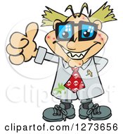 Clipart Of A Happy Pimpled Blond White Male Mad Scientist Giving A Thumb Up Royalty Free Vector Illustration by Dennis Holmes Designs