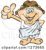 Happy Greek Woman In A Toga Giving A Thumb Up