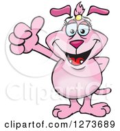 Clipart Of A Happy Pink Female Dog Giving A Thumb Up Royalty Free Vector Illustration