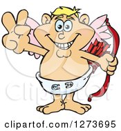 Poster, Art Print Of Happy Blond White Male Cupid Gesturing Peace