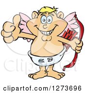 Clipart Of A Happy Blond White Male Cupid Giving A Thumb Up Royalty Free Vector Illustration by Dennis Holmes Designs