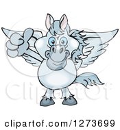 Clipart Of A Happy Gray Pegasus Horse Giving A Thumb Up Royalty Free Vector Illustration