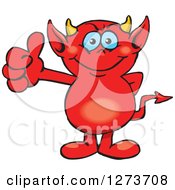 Poster, Art Print Of Happy Blue Eyed Red Devil Giving A Thumb Up