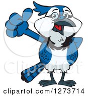 Clipart Of A Happy Blue Jay Bird Giving A Thumb Up Royalty Free Vector Illustration