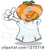 Clipart Of A Happy Jackolantern Giving A Thumb Up Royalty Free Vector Illustration by Dennis Holmes Designs