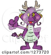 Clipart Of A Purple Dragon Giving A Thumb Up Royalty Free Vector Illustration