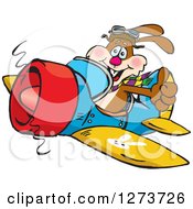 Poster, Art Print Of Happy Rabbit Holding A Thumb Up And Flying A Plane