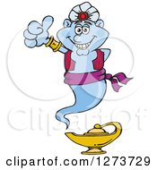 Clipart Of A Happy Genie Giving A Thumb Up Royalty Free Vector Illustration by Dennis Holmes Designs