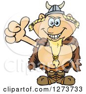Clipart Of A Happy Blond Male Viking Giving A Thumb Up Royalty Free Vector Illustration
