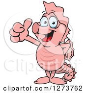 Clipart Of A Happy Pink Seahorse Giving A Thumb Up Royalty Free Vector Illustration